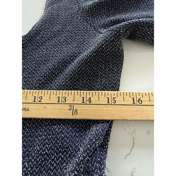 Free People Size S Metallic Navy Skater Mini Babydoll Party Dress Long Sleeve - Picture 7 of 11